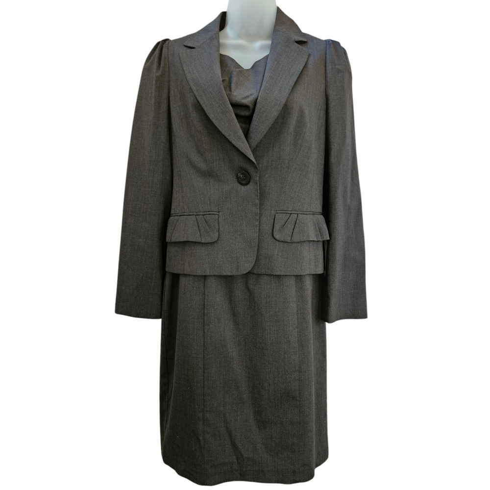 Veronica‎ Maine Dress Blazer Suit sz 10 Gray Pinstripe Executive Academia Office